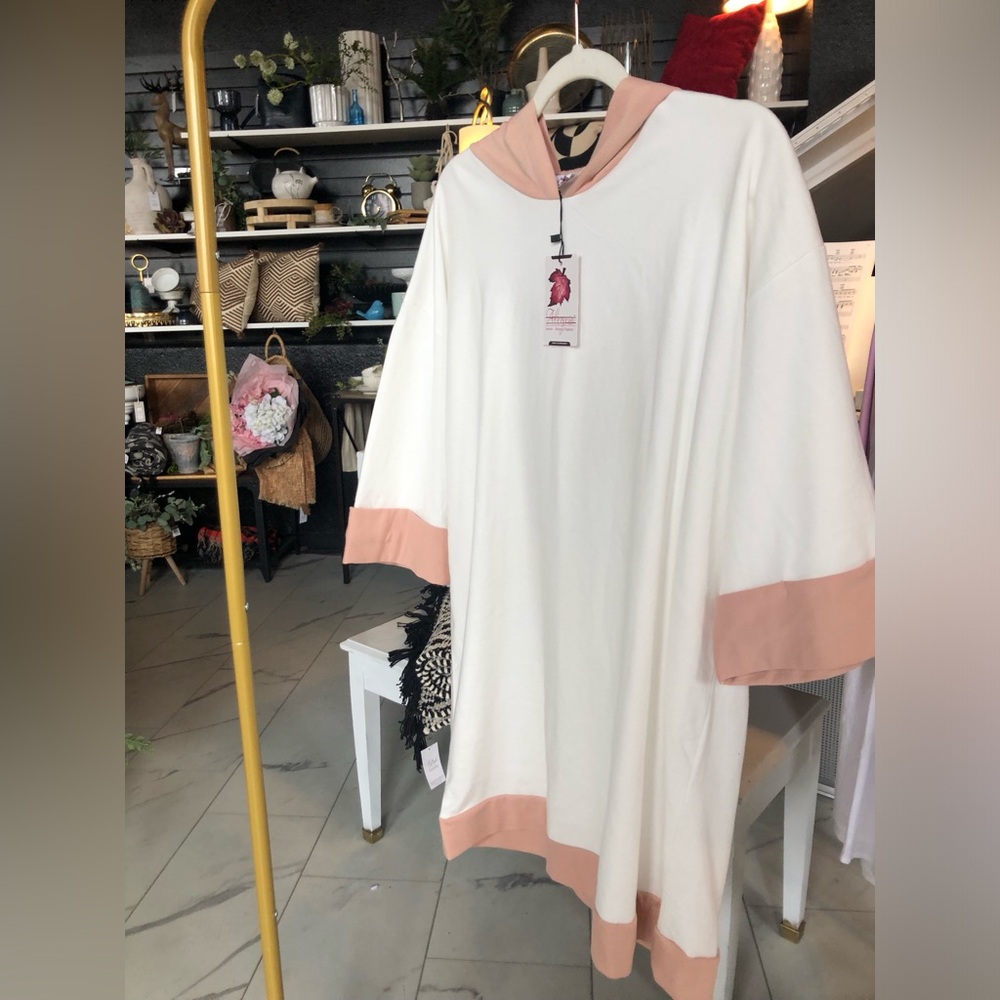 Alegria White and Peach Hooded Dress